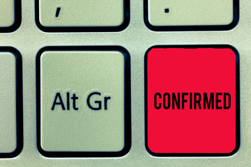 Word writing text Confirmed. Business concept for firmly established in particular habit belief or...