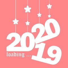 2020 loading concept vector isolated on red background. New year and christmas backgrounds.