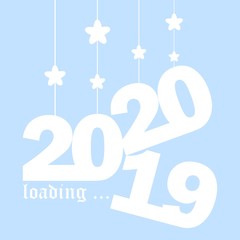 2020 loading concept vector isolated on blue background. New year and christmas backgrounds.