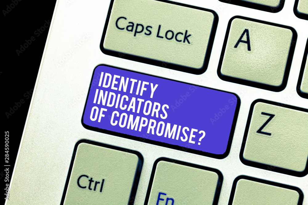 Aufkleber conceptual hand writing showing identify indicators of compromise. business photo showcasing detect 