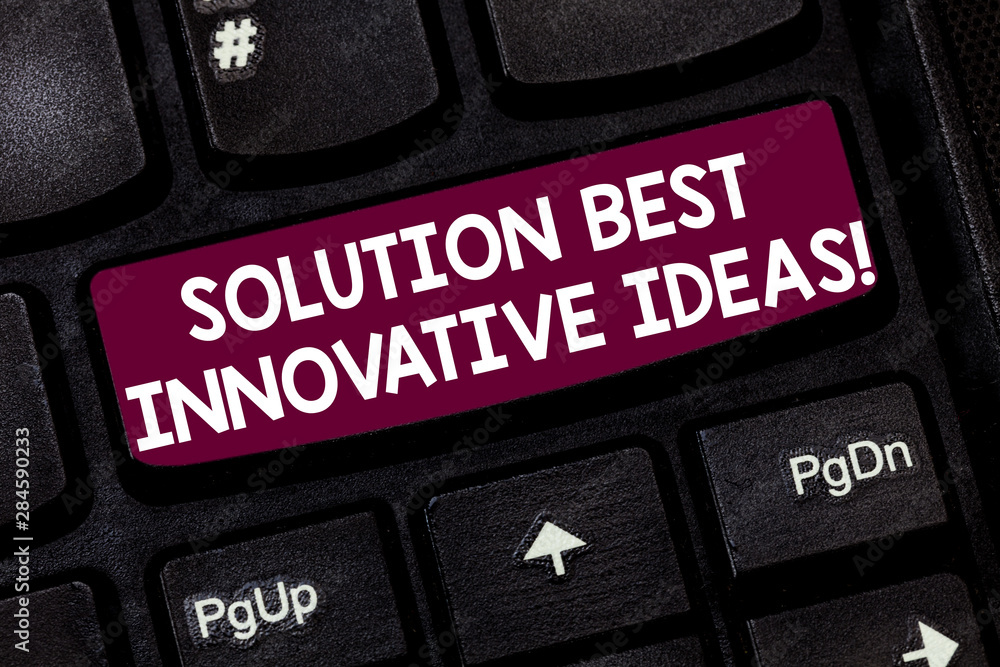 Poster conceptual hand writing showing solution best innovative ideas. business photo text good imaginative