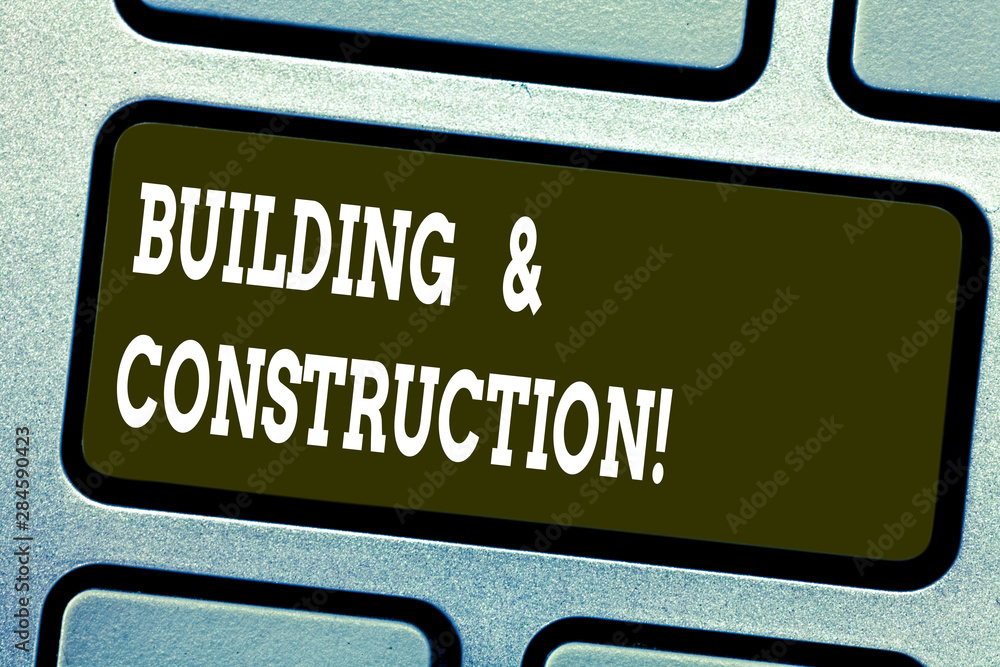 Poster word writing text building and construction. business concept for the work of building or making som