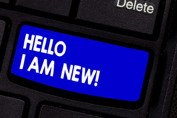 Handwriting text writing Hello I Am New. Concept meaning Introducing yourself to unknown showing...