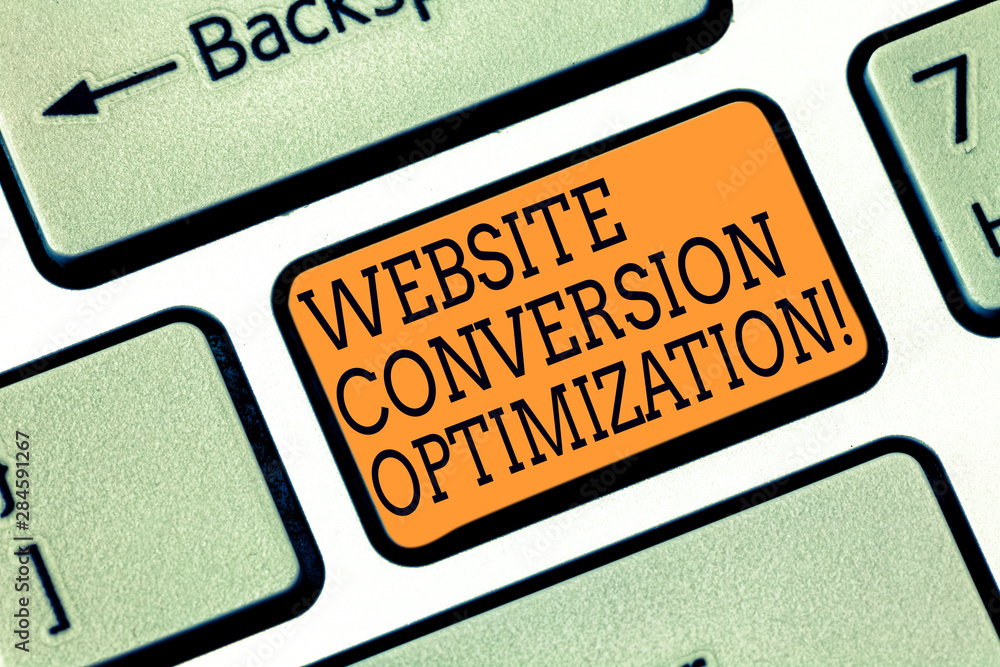 Poster word writing text website conversion optimization. business concept for system for increasing websit