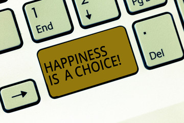 Writing note showing Happiness Is A Choice. Business photo showcasing Stay happy all the time...