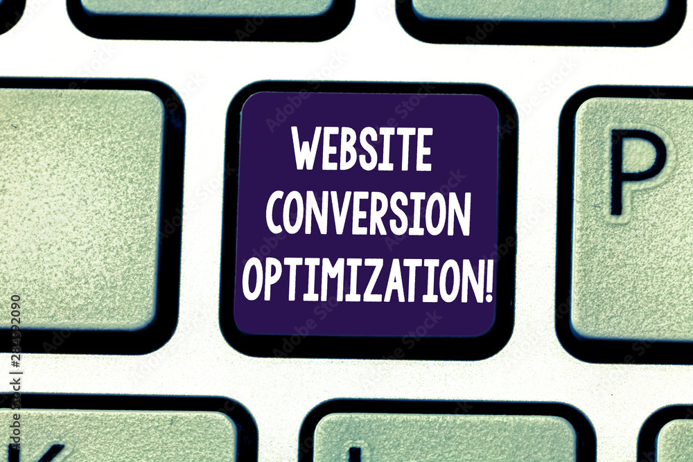 Poster writing note showing website conversion optimization. business photo showcasing system for increasin