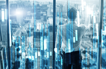 Professional traders. Business Technology Financial concept 2.0