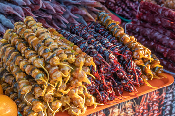 Churchkhela at the street market. Churchkhela georgian national food