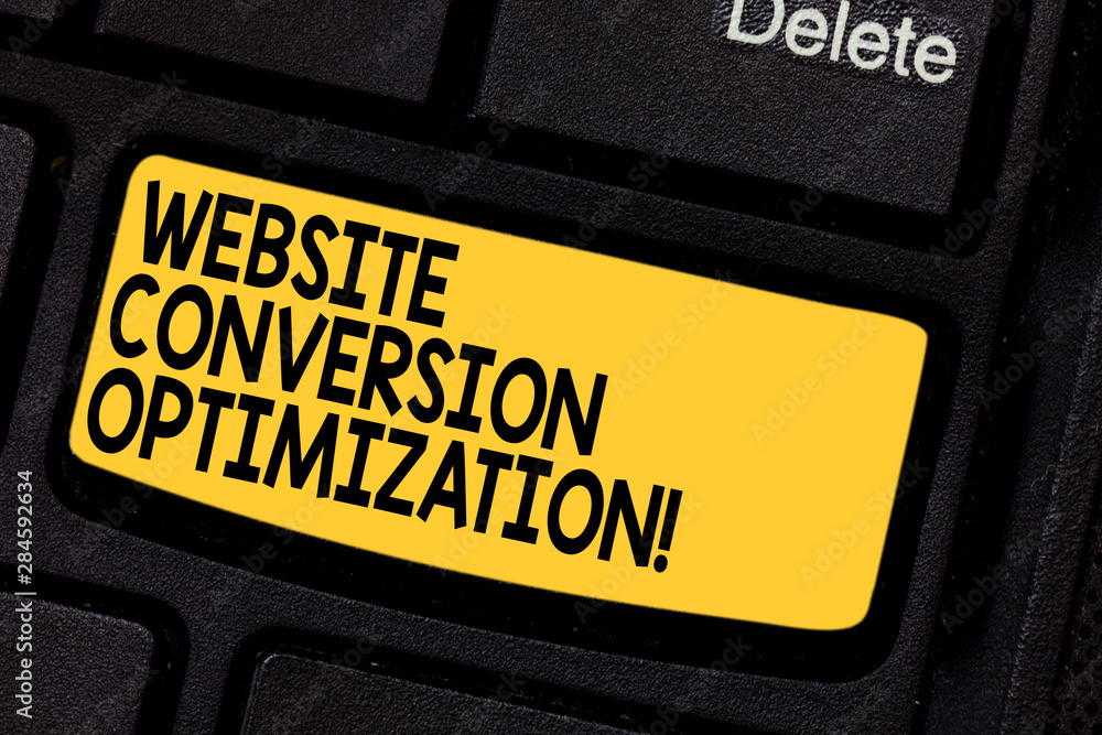 Poster handwriting text website conversion optimization. concept meaning system for increasing website visi