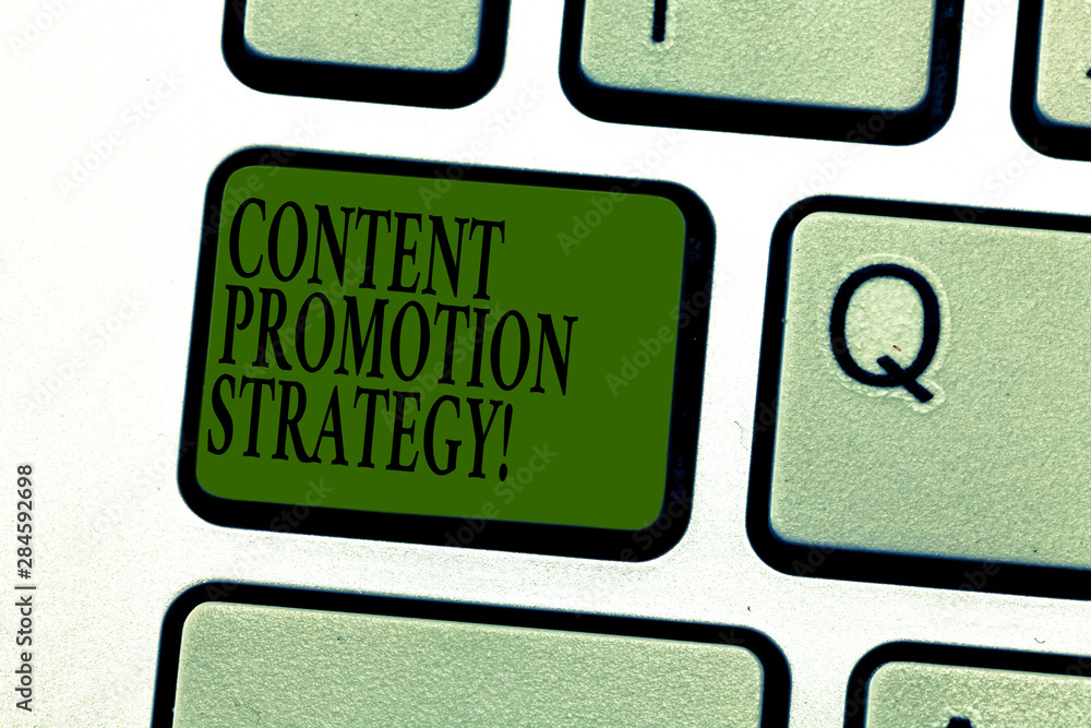 Poster word writing text content promotion strategy. business concept for engage with audience over paid so