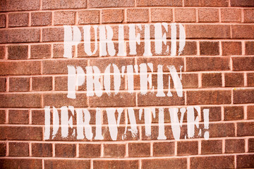 Text sign showing Purified Protein Derivative. Conceptual photo the extract of Mycobacterium tuberculosis