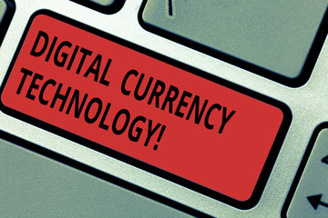 Conceptual hand writing showing Digital Currency Technology. Business photo text currency available in digital or electronic form Keyboard key Intention to create computer message idea