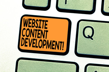 Text sign showing Website Content Development. Conceptual photo process of issuing info that...