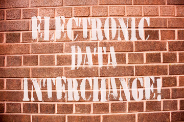 Text sign showing Electronic Data Interchange. Conceptual photo Transfer of data from one computer into another