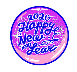 Congratulations on the New Year in ball  with confetti