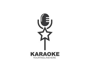 microphone icon logo of karaoke and musical vector illustration design