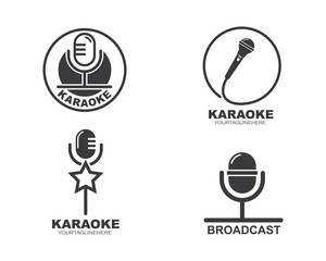 microphone icon logo of karaoke and musical vector illustration design