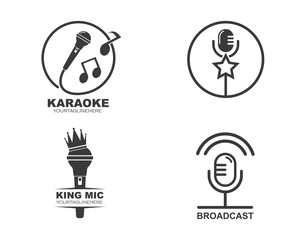 microphone icon logo of karaoke and musical vector illustration design