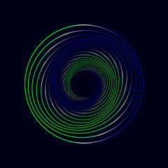 Vector colored spiral. Twisted abstract wireframe tunnel.