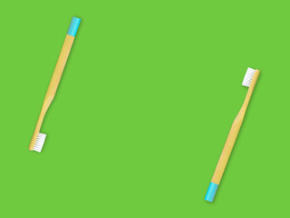 Bamboo toothbrush on colorful background