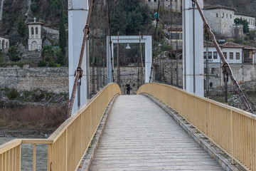 Pedestrian Crossing Suspension bridge, Berat, Albania.