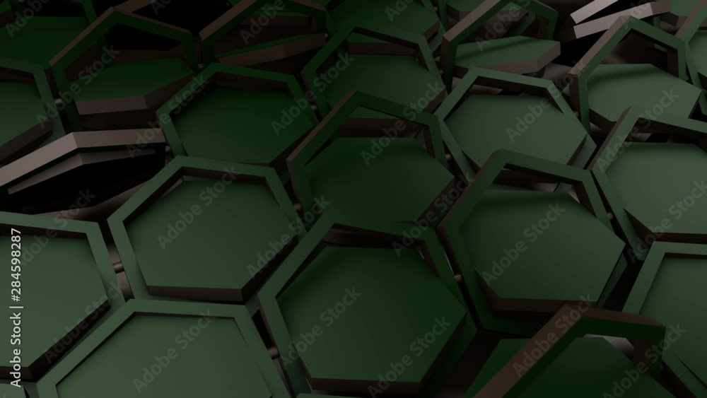 Aufkleber 3d animation of colored background of many hexagons that rotate and change color.