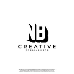 NB Letter Initial Logo Design in shadow shape design concept