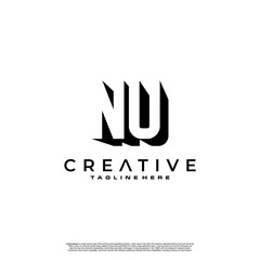 NU Letter Initial Logo Design in shadow shape design concept