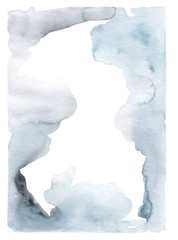 Handdrawn watercolor illustration. Colorful watercolor blot frame background.