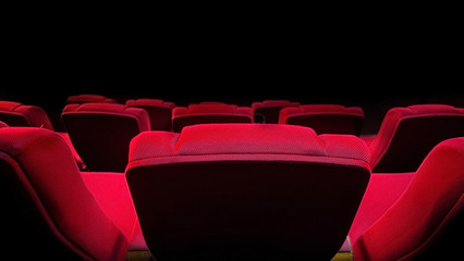 Rows of elegant cinema or theater seats