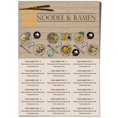 Obraz premium menu ramen noodle japanese food template design