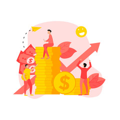 Finance and Business growth blue arrow. Dollar coins with growth arow. Finance concept.