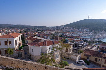 Fototapeta na wymiar castle seasite,View from the old castle of Cesme, Turkey
