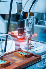 soldering iron tips of automated manufacturing soldering and assembly pcb board