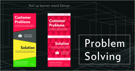 Roll up banner stand design template, Exhibition , Academic conference, Poster Presentation, Convention, MICE, problem solving, solution	