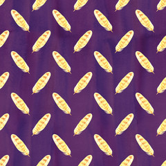 Hand painted watercolor feathers seamless pattern on white background. Textured pink boho decoration. Pastel ornament for wrapping paper, fabrics and textile.