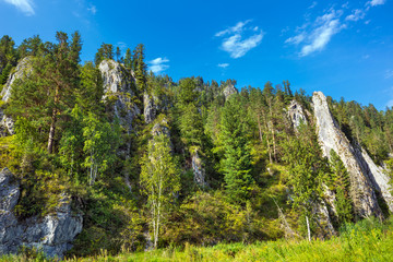 The white cliffs at the river Kuyum. Gorny Altai, Siberia, Russia