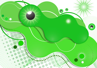 Creative fluid style, flowing dynamic shapes on a white background, sun, rays, pupil of the eye. Poster, banner, flyer, cover, print, promotion, greeting, advertising.