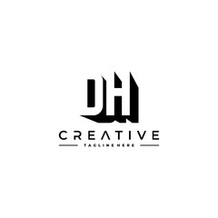 DH Letter Initial Logo Design in shadow shape design concept.