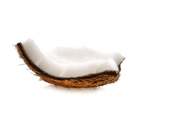 coconut slice on white background