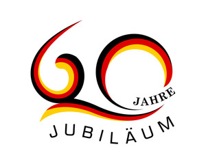 Obraz premium 60th anniversary years with the element wave curved german flag vector
