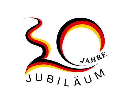 30th anniversary years with the element wave curved german flag vector