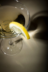 Glass with daiquiri and lemon