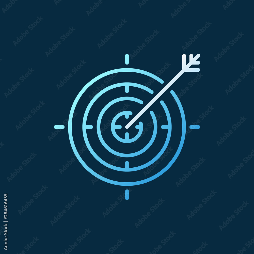 Poster target vector linear colorful icon or symbol on dark background