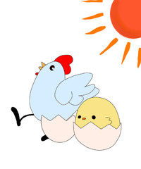 Happy sunny day new born chicken