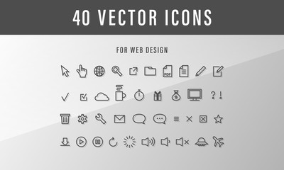 40 modern line icons set for web design