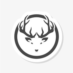 Deer head sticker. Isolated on white background. Simple icon