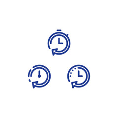 Time clock line icon set, fast delivery, quick service, working hours