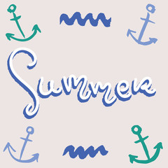 Obraz premium Summer lettering logo decoration greetings card template