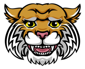A wildcat mascot friendly cute happy animal cartoon character